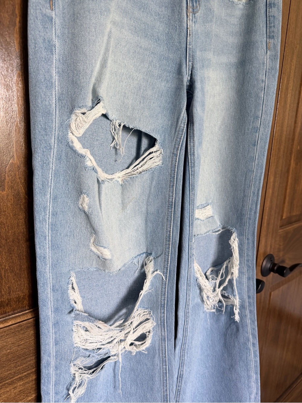 Flying Monkey Light Wash Distressed Wide Leg Jeans - Picture 4 of 8